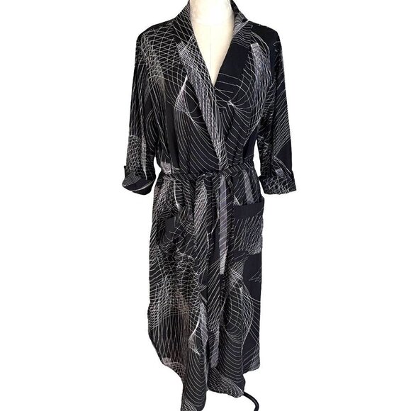 Smash + Tess Lightweight Robe Duster Womens Size M L Rayon Nylon Black White - Picture 1 of 9